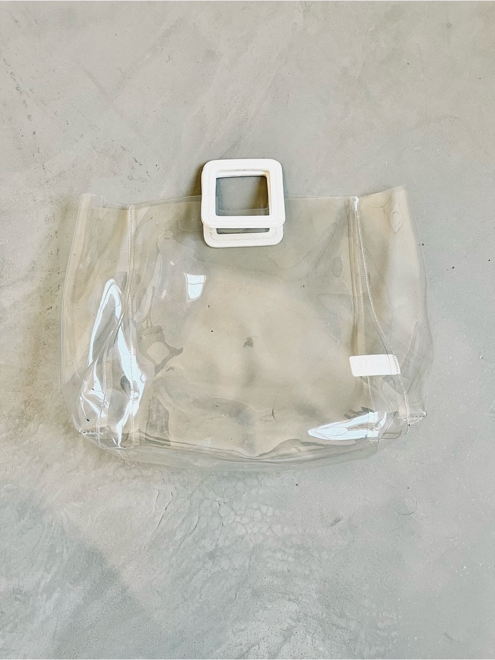 Staud Clear White Handle Beach Vacation Casual Carry All Large Tote Bag